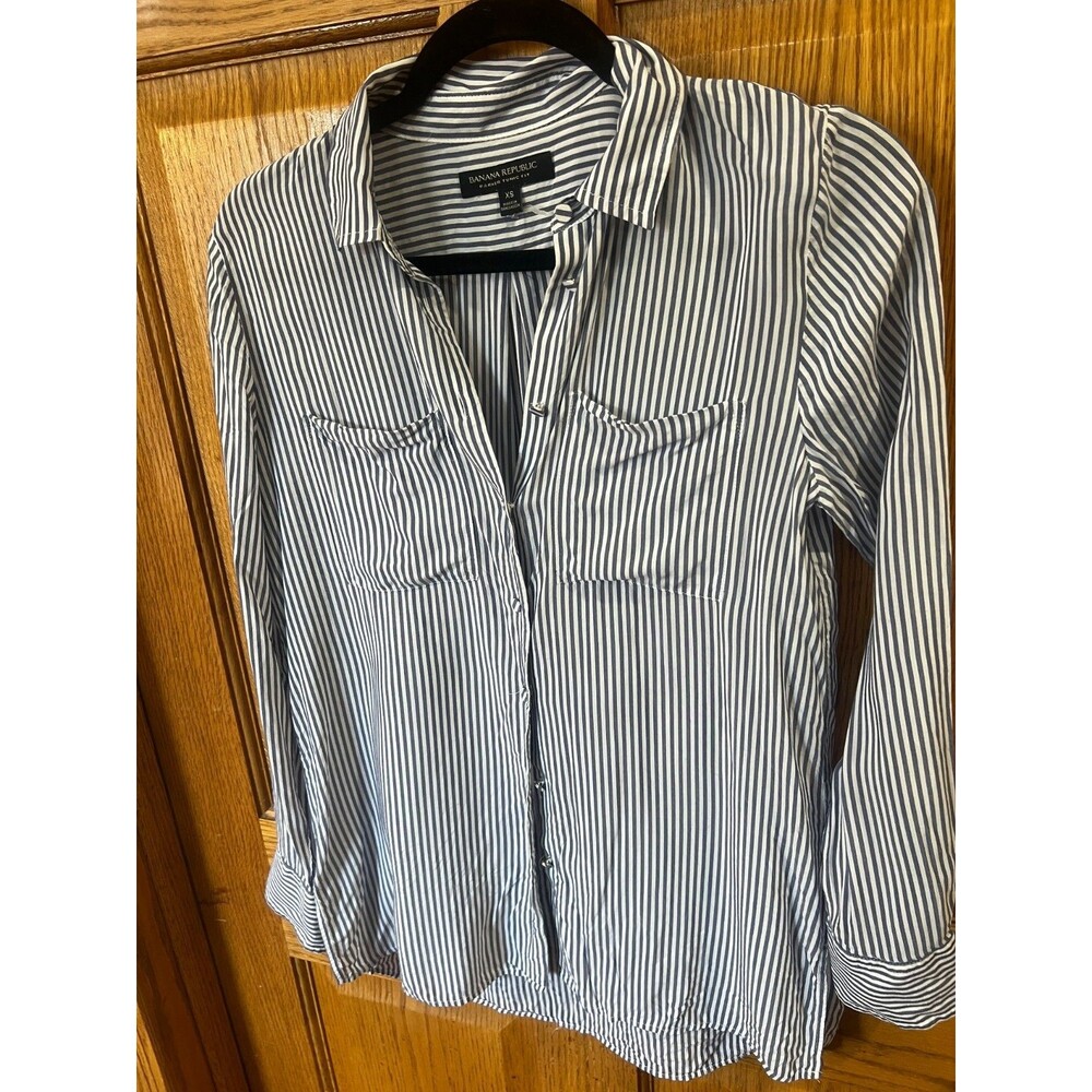 Banana Republic Parker tunic fit striped long sleeve button down Sz XS